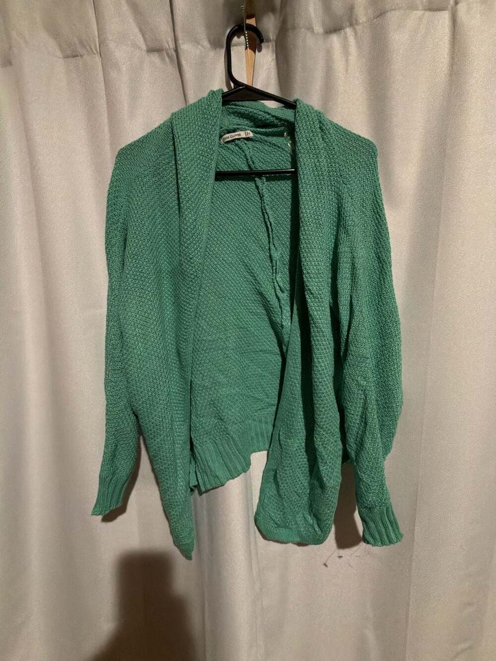 Pink Clover Green Open Front Batwing Sleeve Knit Cardigan Sweater Size M